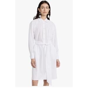 Merlette Women's Crescent Cotton Shirt Dress Pintuck Button Down Belted KD mediu